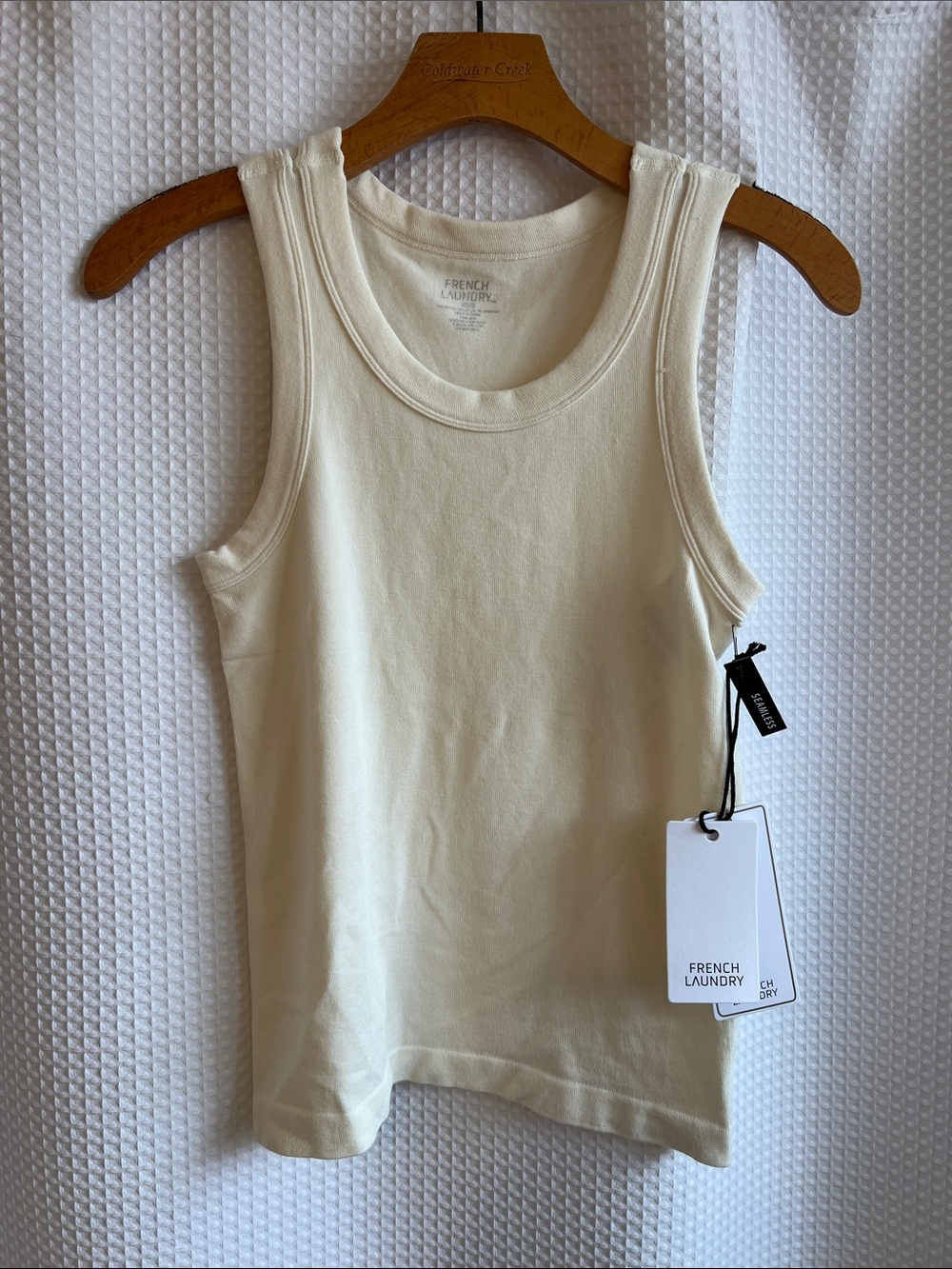 French Laundry Soft Cream Ribbed Tank Top
